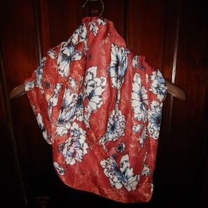 Red floral infinity scarf